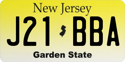 NJ license plate J21BBA
