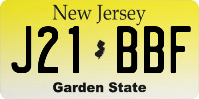 NJ license plate J21BBF