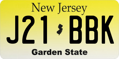 NJ license plate J21BBK