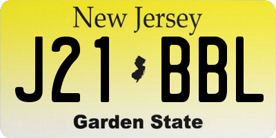 NJ license plate J21BBL