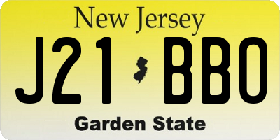 NJ license plate J21BBO
