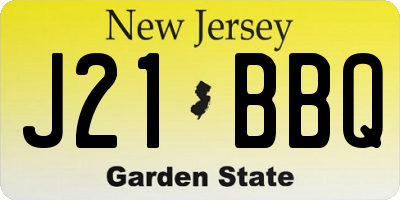 NJ license plate J21BBQ