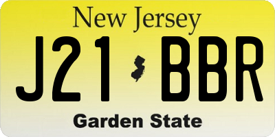 NJ license plate J21BBR