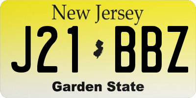NJ license plate J21BBZ