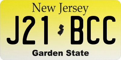NJ license plate J21BCC