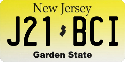 NJ license plate J21BCI
