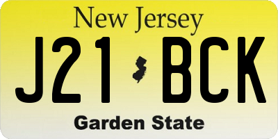 NJ license plate J21BCK