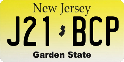 NJ license plate J21BCP