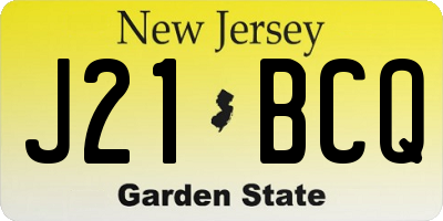 NJ license plate J21BCQ