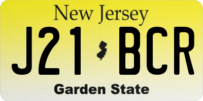 NJ license plate J21BCR
