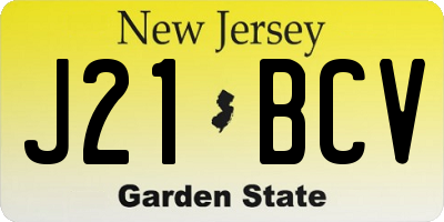 NJ license plate J21BCV