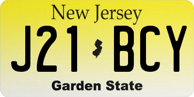 NJ license plate J21BCY