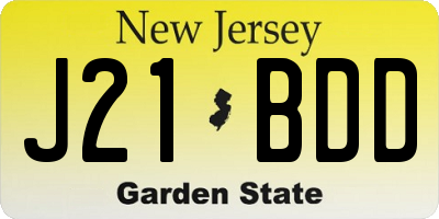 NJ license plate J21BDD