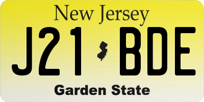 NJ license plate J21BDE