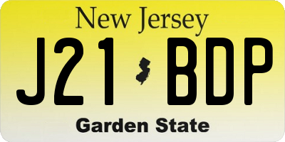 NJ license plate J21BDP
