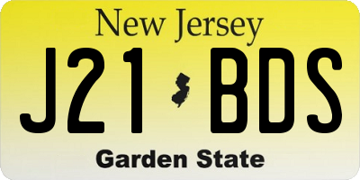 NJ license plate J21BDS