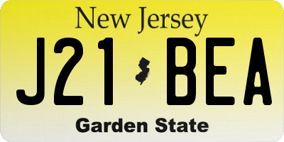 NJ license plate J21BEA