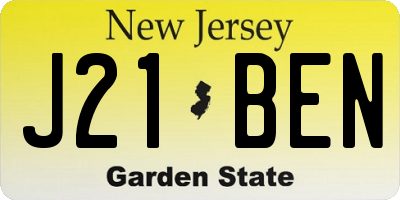 NJ license plate J21BEN