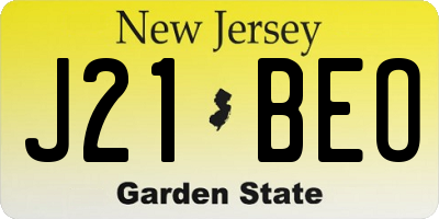 NJ license plate J21BEO