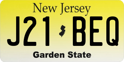 NJ license plate J21BEQ