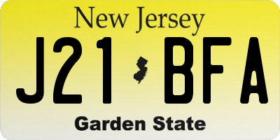 NJ license plate J21BFA