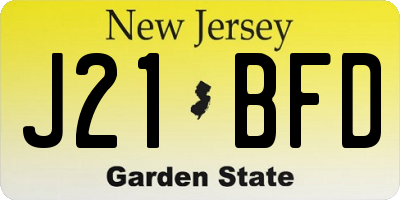 NJ license plate J21BFD