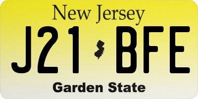 NJ license plate J21BFE
