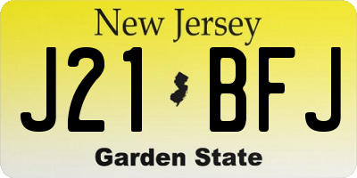NJ license plate J21BFJ