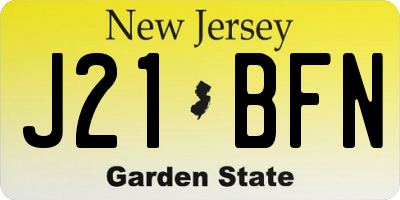 NJ license plate J21BFN