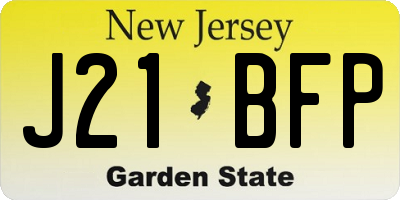 NJ license plate J21BFP