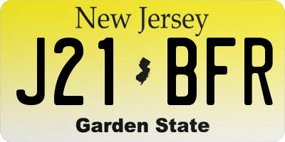NJ license plate J21BFR
