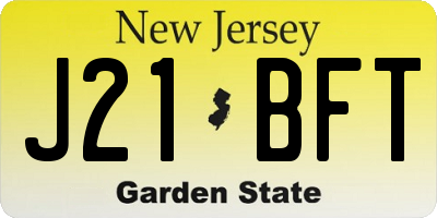 NJ license plate J21BFT