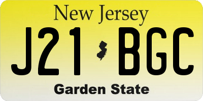 NJ license plate J21BGC