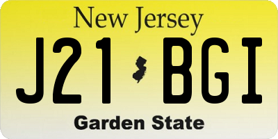 NJ license plate J21BGI