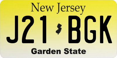 NJ license plate J21BGK