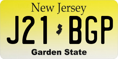 NJ license plate J21BGP