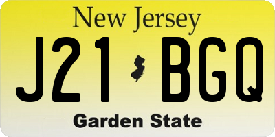 NJ license plate J21BGQ