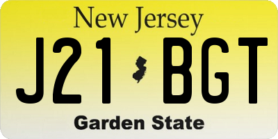 NJ license plate J21BGT