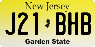 NJ license plate J21BHB