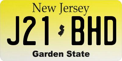 NJ license plate J21BHD