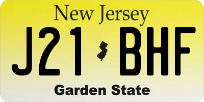 NJ license plate J21BHF