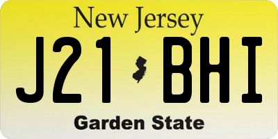 NJ license plate J21BHI
