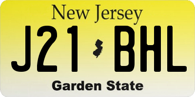 NJ license plate J21BHL