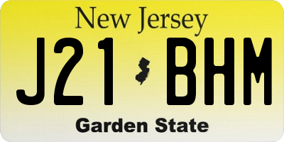 NJ license plate J21BHM