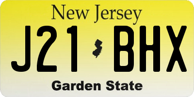 NJ license plate J21BHX