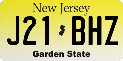 NJ license plate J21BHZ