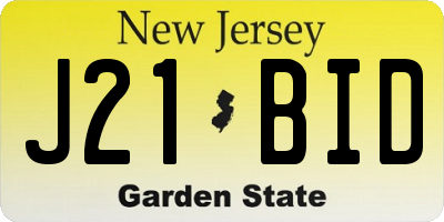 NJ license plate J21BID