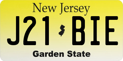 NJ license plate J21BIE