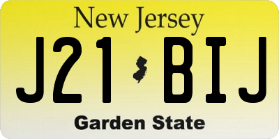 NJ license plate J21BIJ