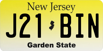 NJ license plate J21BIN